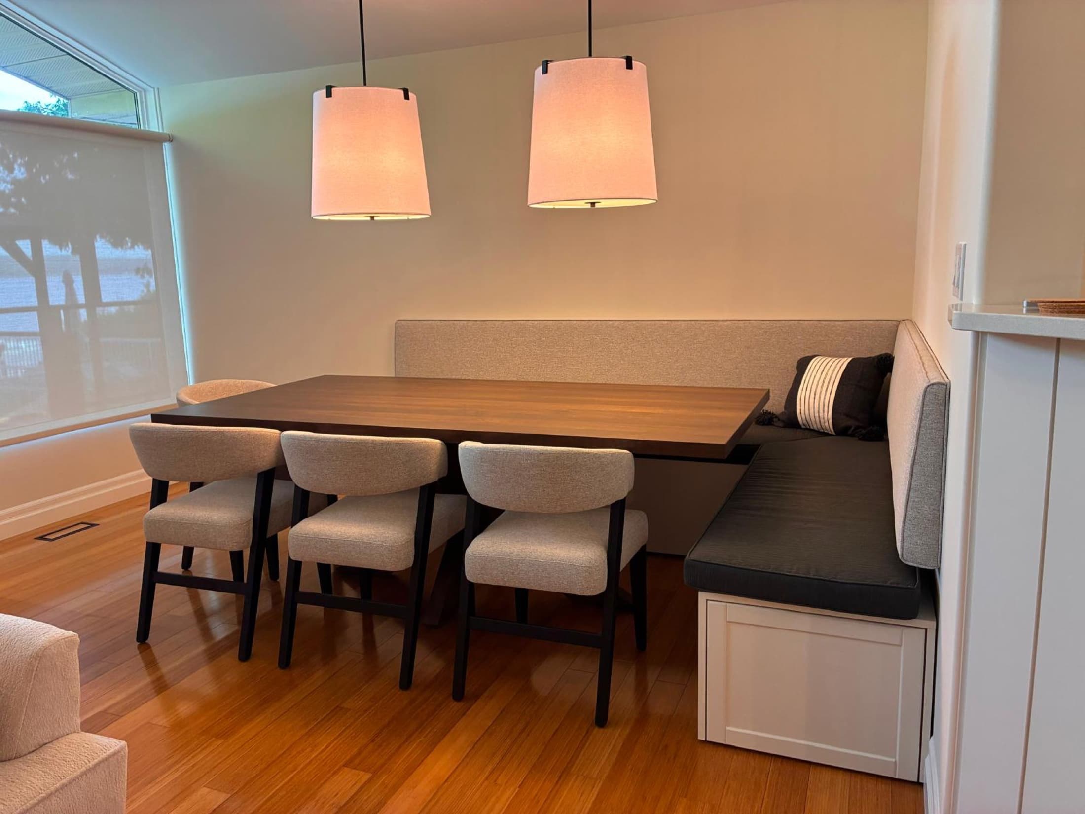 Custom built-in banquette seating, Wiarton, Ontario