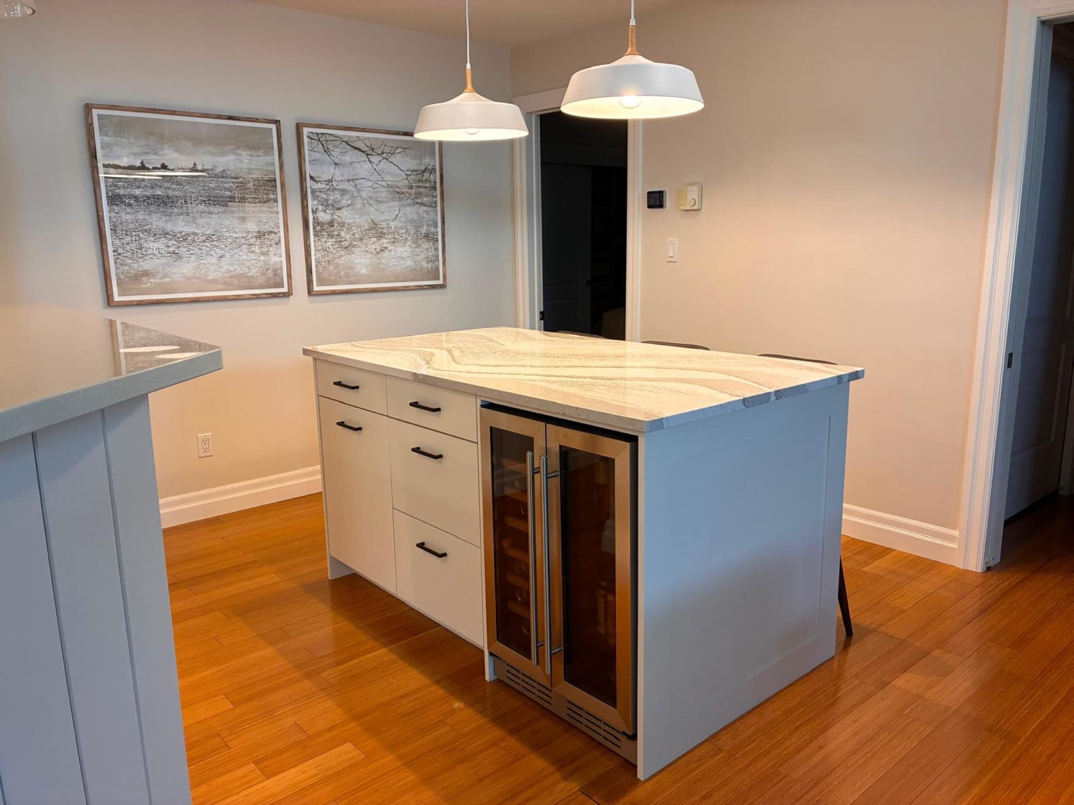 Kitchen island with built-in wine storage, Wiarton, Ontario